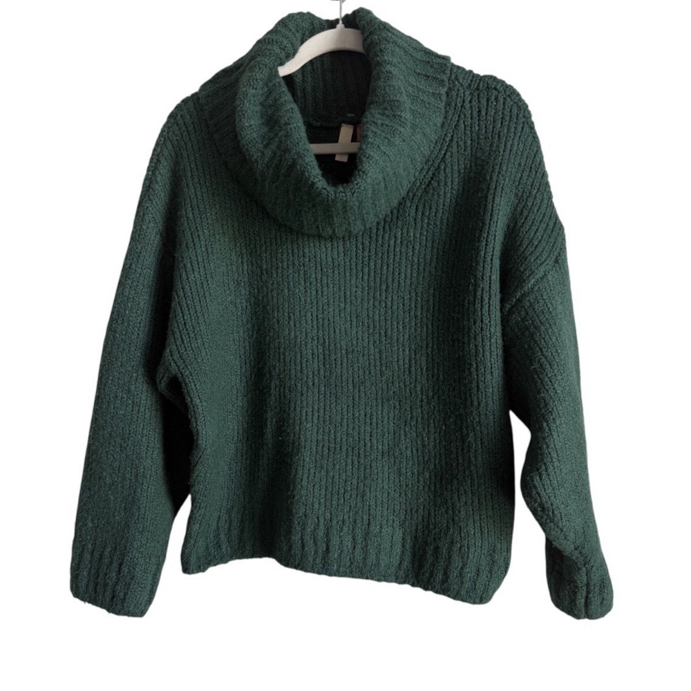 Anthropologie Pilcro Chunky Green Cowl Neck Sweater Oversized Slouchy Cozy Small
